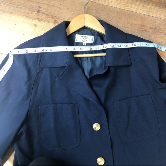 VTG Valentino Miss V Long Blazer 8 42 Navy Gold Button Lined jacket - Picture 13 of 15
